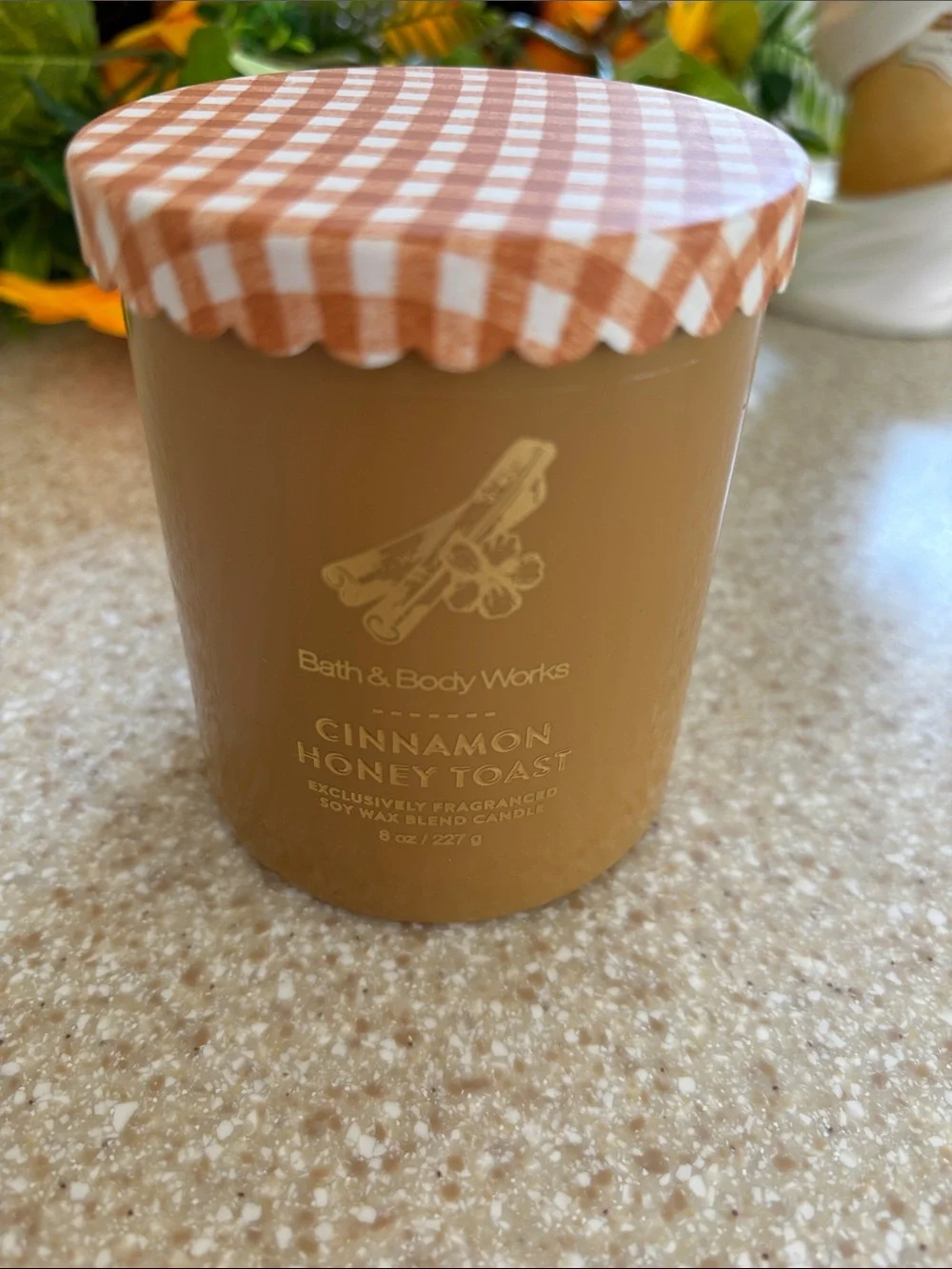 Bath & Body Works Cinnamon Honey Toast Single Wick Candle with Gingham Lid